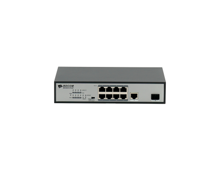 BDCOM 8-Port 10/100M PoE+ 1-Port Gigabit Copper + 1-Port Gigabit SFP Unmanaged PoE Switch (single AC-220V power supply; PoE budget 120W,  desktop/rack-mounted installation)