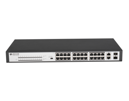 " BDCOM 24-Port 10/100M PoE+ 2-Port Gigabit RJ45/SFP Combo Unmanaged PoE Switch 