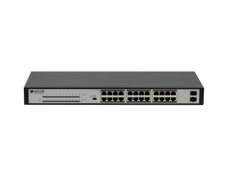 BDCOM 24-Port Gigabit PoE+ 2-Port Gigabit SFP Unmanaged PoE Switch(single AC-220V power supply; 370W PoE budget,  rack-mounted installation)