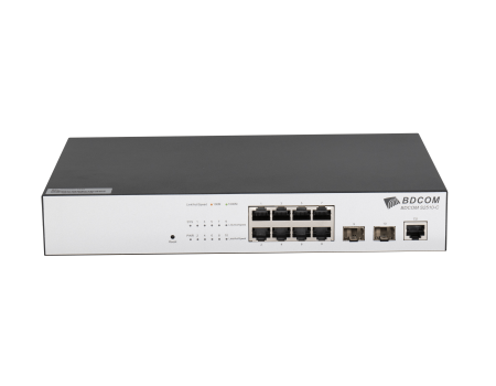 BDCOM 8-Port Gigabit RJ45 + 2-Port Gigabit SFP L3-lite Managed Switch (single AC-220V power supply; fanless,  1U,  desktop or rack-mounted installation)