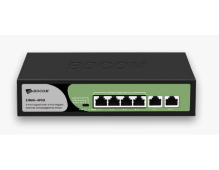 4-port GE PoE + 2-port GE uplink RJ45 Unmanaged PoE Switch; 90W PoE budge