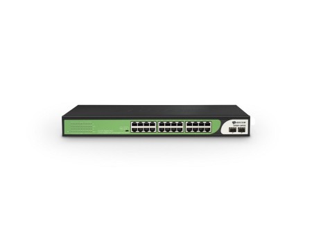 24-port GE PoE + 2-port GE uplink SFP Unmanaged PoE Switch; 370W PoE budget