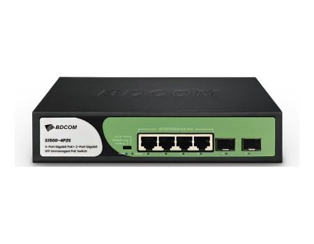 4-port GE PoE + 2-port GE uplink RJ45 Unmanaged PoE Switch; 90W PoE budge